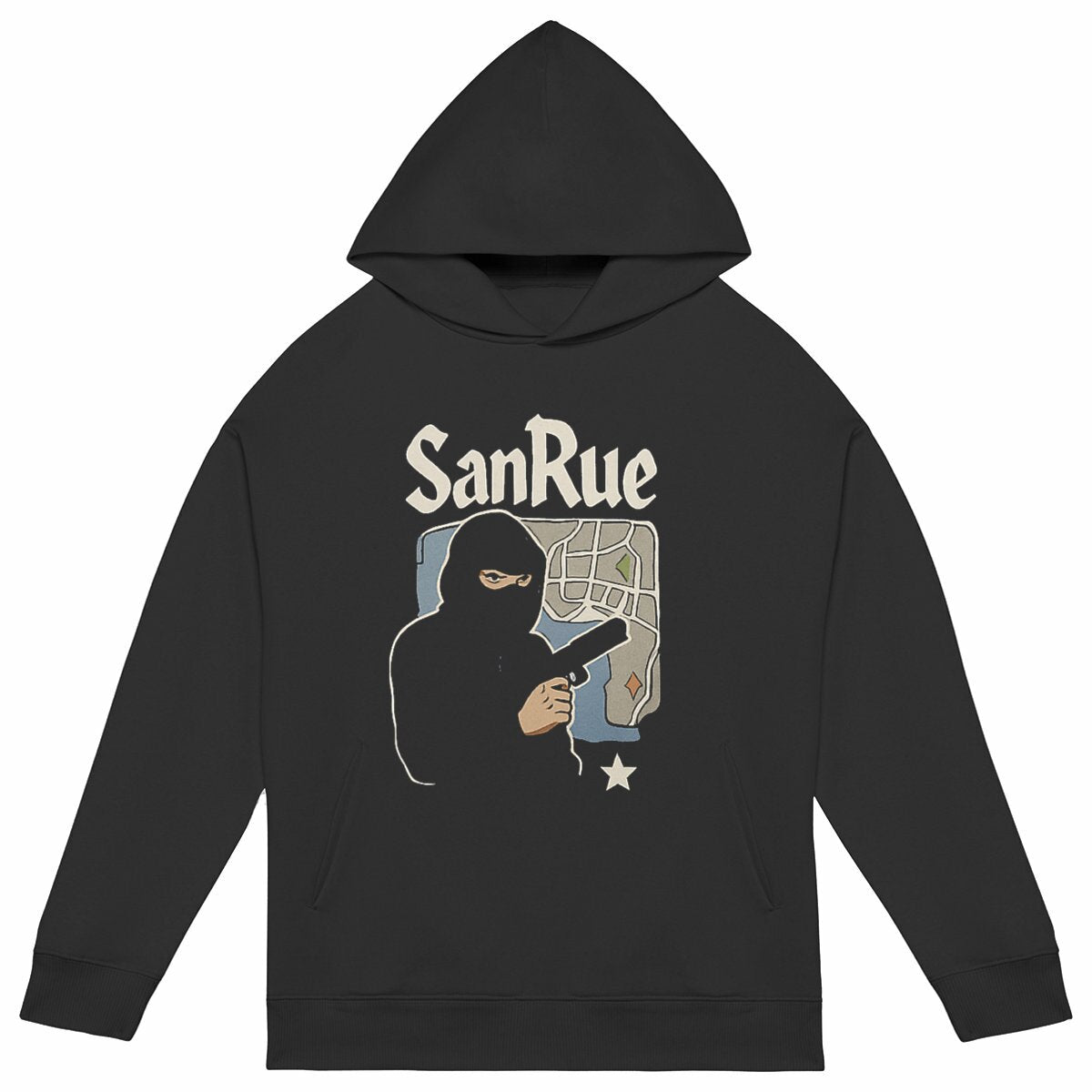 SanRue – Street Map Hoodie Edition - face_noir