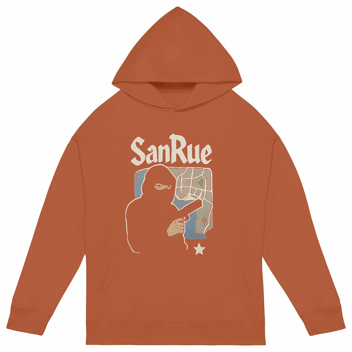 SanRue – Street Map Hoodie Edition - face_orange